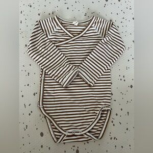 Quincy Mae Side Snap Bodysuit in Ochre Stripe